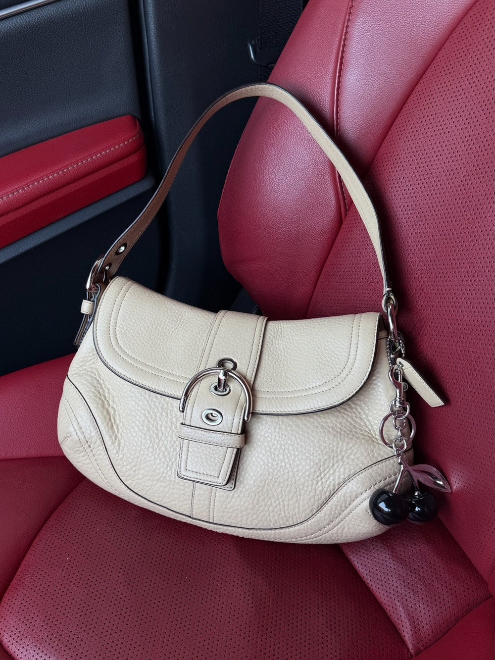 Cream leather Coach soho bag